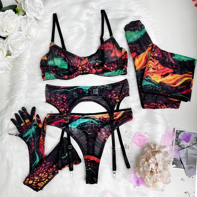 Poppy | Set di Lingerie Tie Dye 5 Pezzi