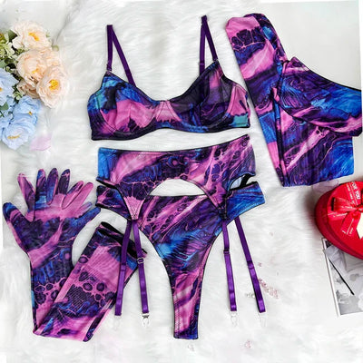 Poppy | Set di Lingerie Tie Dye 5 Pezzi