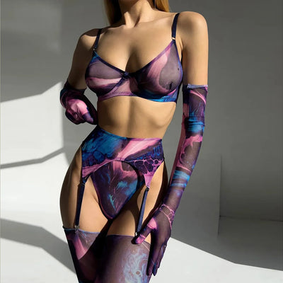 Poppy | Set di Lingerie Tie Dye 5 Pezzi