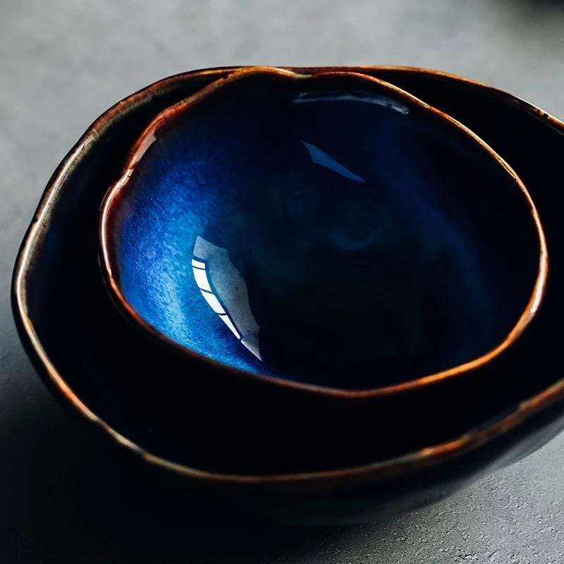 Set da Pranzo in Ceramica Blu a Forma Irregolare