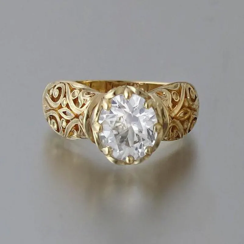 Anello elegante in cristallo bianco