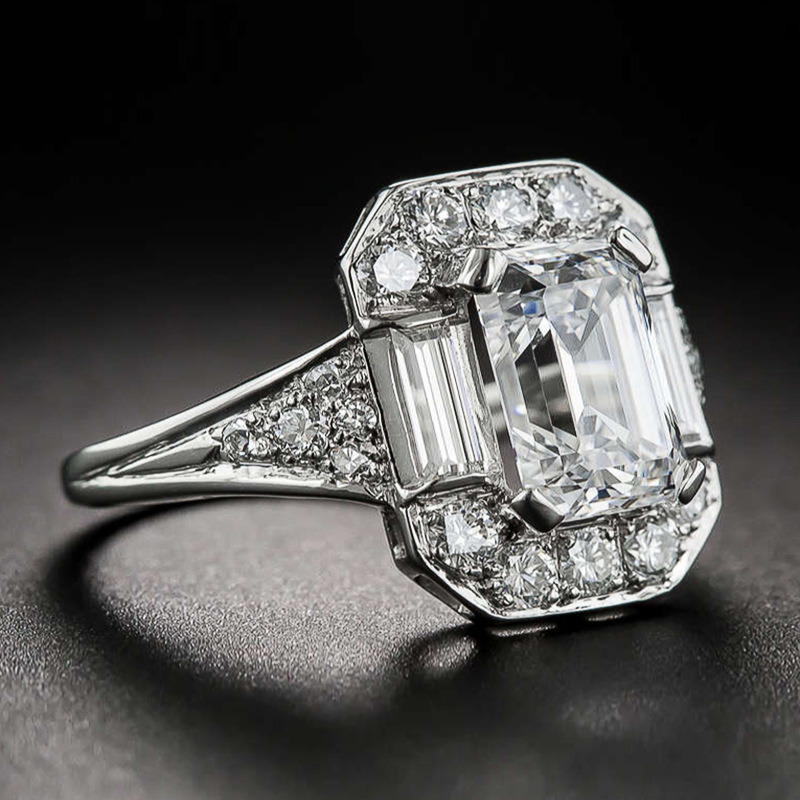 Anello in argento Vintage Square Zirconia