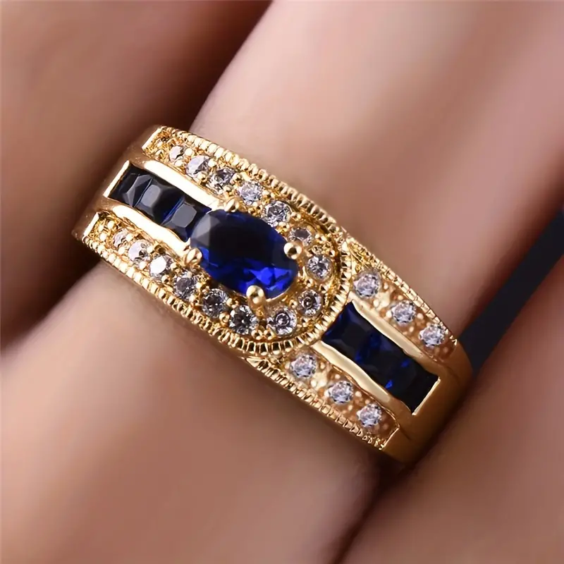 Anello vintage blu brillante