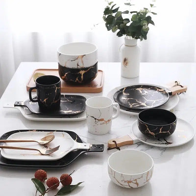 Set di stoviglie in ceramica con smalto marmorizzato